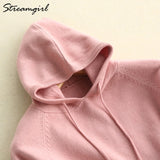 Hoodies Women Hooded Sweatshirt Femme Grande Taille Warm Pink Cashmere Hoodie Woman Womens Knitted Hoodie