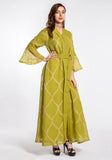 Plaid Print Belted Muslim