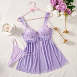 Yarn Pajamas Set Fashion Sexy Bra Steel Ring Gathered Thin Cup Seduced