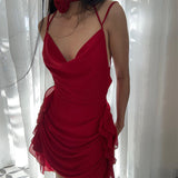 Toloer Ins Spring Pure Desire Sexy V-Neck Stereo Flowers Ribbon Slim Hot Girl