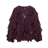 Women's Clothing 2025 Spring New Multi-Color Simple Cascade Decoration Chiffon