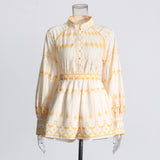 Holiday Leisure Wind 2025 Spring New Fashion Design Collar Lantern Sleeve Shirt Shorts Suit
