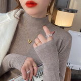Casual Half Turtleneck Sweater Women Pullover Elegant Long Sleeve Knit Tops New Autumn Winter Basic Jumper Clothes