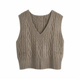 solid fashion knitted sweater vest crop tops jumper mujer pull femme hiver 2020 women fashion autumn winter