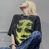 Grunge Ghost Face Graphic T-Shirt-Outfit