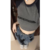 Vintage Raglan Short Sleeve Crop Top-Outfit