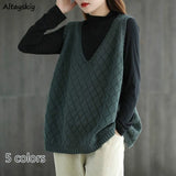 Vests Women Baggy Korean Style Students High Street Casual Cozy Sleeveless Female Vintage Knitted Outerwear Simple