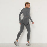 Seamless Gym set Fitness Sports Suits GYM Cloth Long Sleeve Shirts High Waist Running Sexy Booty Leggings Workout