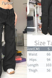 Pockets Cargo Pants Women Straight Loose Wide Leg Mom Jeans Vintage 90S Aesthetic Low Waist Streetwear Baggy Denim