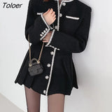Chic Tweed Dress Women 2023 Fall Winter Elegant Woolen Blend Dresses Vestido Business Office Black Women's