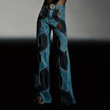 Toloer Wind Design Sense Straight Pants 2024 Spring And Autumn New Fashion Hollow Out Color Twist Jeans Female-Outfit