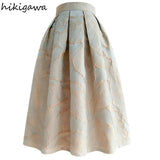 Skirts Woman Midi Jacquard Slim A-line Jupe Women's Clothing High Waist Temperament Skirt Vintage Faldas Mujer Moda