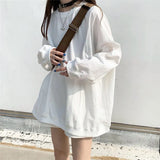 Autumn Oversized T-shirts Round Neck Long Sleeve Korean Style Women Colthing Loose Casual Basic Long Solid Fashion