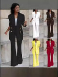 New Solid Color Casual Suit Wide Leg Pants Suit Two