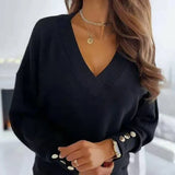 Jumper Sweaters For Women Loose Office Lady Casual New Long Sleeve Knitted Sweater Women Button Pullover Sweater