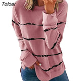 Women Long Sleeve O Neck Tie Dye Stripes Print Pullover Blouse Sweatshirt For Women Streetwear Female Spring Autumn