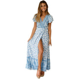 Summer Leisure Hot Holiday Printing Dress Sexy Long Dress Women's