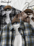 Women's Plaid Woolen Shirt Oversize Autumn 2022 Thick Warm Plaid Blouses And Shirts Winter Oversized Women Woolen Shirt