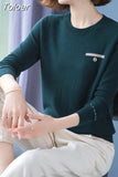 O-neck Women's Casual Bottom Blouse Harajuku Street O-neck Loose Solid Students Knitwear Clothes Tops Pullovers