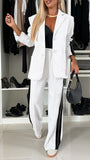 Casual Black And White Striped Suit Suit Women's