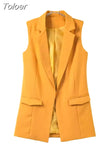 Philosophy women vest autumn jacket brand WaistCoat pockets open stitch sleeveless blue pink beige blazer colete