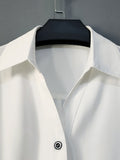 Fashion Women's Shirt Lapel Single Braested Long Sleeve Asymmetric Fold White Blouse Female Tide Summer 2023 New