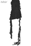 Floral Applique Ruffle Dresses for Womens Summer 2023 High Fashion Y2k Fairycore Asymmetrical Short Dress
