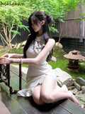 Woman Dress 2023 Vestidos De Mujer Chinese Style Vintage Robe Femme Tunic Ruffles Hollow Out Mini Summer Dresses