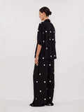 East New Women's Fashion Casual Chiffon Print Blouse Broad Leg Trousers