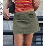 Rockmore Green Straight Jean Skirts Women'S Low Waist Mini Skirt Y2K Harajuku Casual Denim Short Skirt Female Korean Bottom