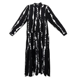 Women Big Size Striped Printed Long Dress New Stand Collar Long Sleeve Loose Fit Fashion Spring Autumn 2023