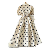 Dress Female High-End Light Luxury Famous Bubble Bubble Sleeve Dress Design Feel Waist Strap Fluffy French