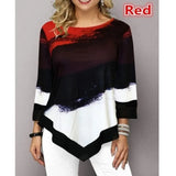 Blouse Fashion New 2021 Large Size Sleeve Floral Printing Casual Hem Lrregularity Female Fashion Shirt