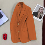 Toloer Autumn New Orange Suit Jacket Female Casual This Year Popular Small Fried Street Temperament Small Suit Female-Outfit