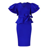 Women's Fashion Elegant Lotus Leaf Side Dress Women's Dress African