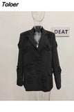 fashion women's blazer notched collar loose single breasted long sleeve solid color suit jackets summer 2023 new