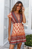 New Summer V-Neck Sexy Bohemian Print Dress Skirt Women's