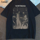 new butterfly fairy print T-shirt punk goth hip hop grunge rock Y2K round neck casual summer coat