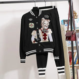 two piece set top and pants womens outifits Embroidery Sportswear coats Casual fall Comfortable Activitywear fall