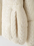 Cabel Knitted Zipper Puffer Coat-Outfit
