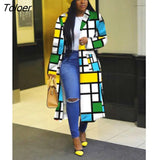 Plaid Windbreaker Women Trench Turn Down Collar Casual New Extra Long Coat Full Sleeve Jacket Outwear Fashion Size