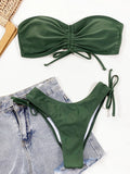 Toloer Outer Single Bikini Ladies Split Sexy Pleold Solid Color Bikini B600W-Outfit