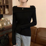 Shoulder Woman Autumn New Bottoming Shirt With A Small Sense Of High-Grade Design Knitting