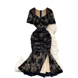Dress Female High-End Banquet Party Dress To Collect The Waist Thin Velvet Print Folded Open Pouse Long