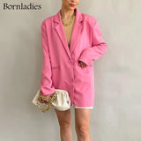 Women Chic Oversized Green Blazer Spring Single Buttons Female Loose Suit Jacket Full Sleeve Y2K Outwear Blazer