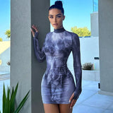 Toloer Women's 2024 New Fashion Print Slim Round Collar, Long Sleeves And Hip Dress Women-Outfit