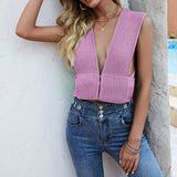 Women 2021 Sleeveless Knitted Crop Sweater Sexy Autumn Winter Fashion Backless Vest Bow Cross Strap Streetwear Sweaters Tank