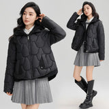 Cotton Jacket Women's Fake Two Short Hooded Winter Cotton-Padded Jacket 2024 New Loose Small Down Padded Coat Tide-Outfit