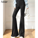 Korean Fashion Office Lady Suit Pants for Women Spring Skinny Flare Pants Black High Waist Wide Leg Trousers Female