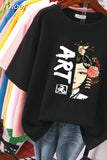 100% Cotton Plus Size L-6XL T Shirt Print Tshirt Short Sleeve Women's Top Chinese Style Summer Couple O Neck T